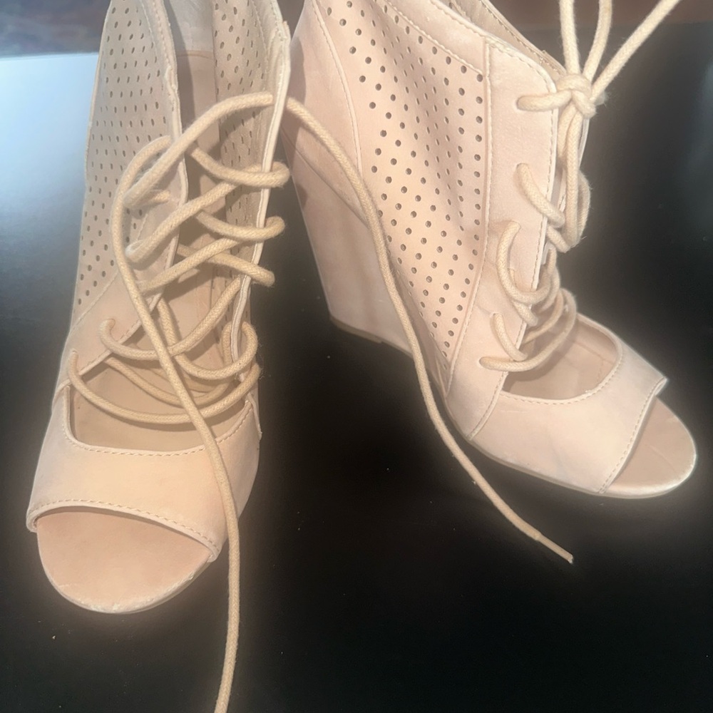 Wild Diva Cream Wedge Shoes with Elegant Design
